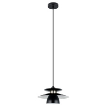 Eglo 98735A - 1 LT Pendant w/ Black Finish & Black w/ White Interior Metal Shade
